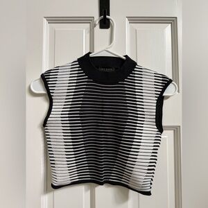 Ted Baker Black & White Striped Knit Crop Top